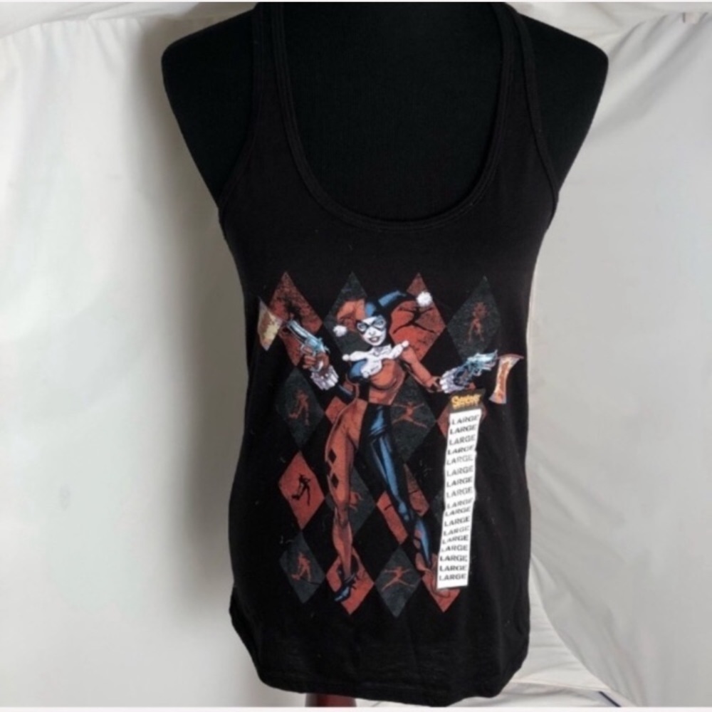 DC Comics Harley Quinn black multicolor tank top L - Picture 5 of 11